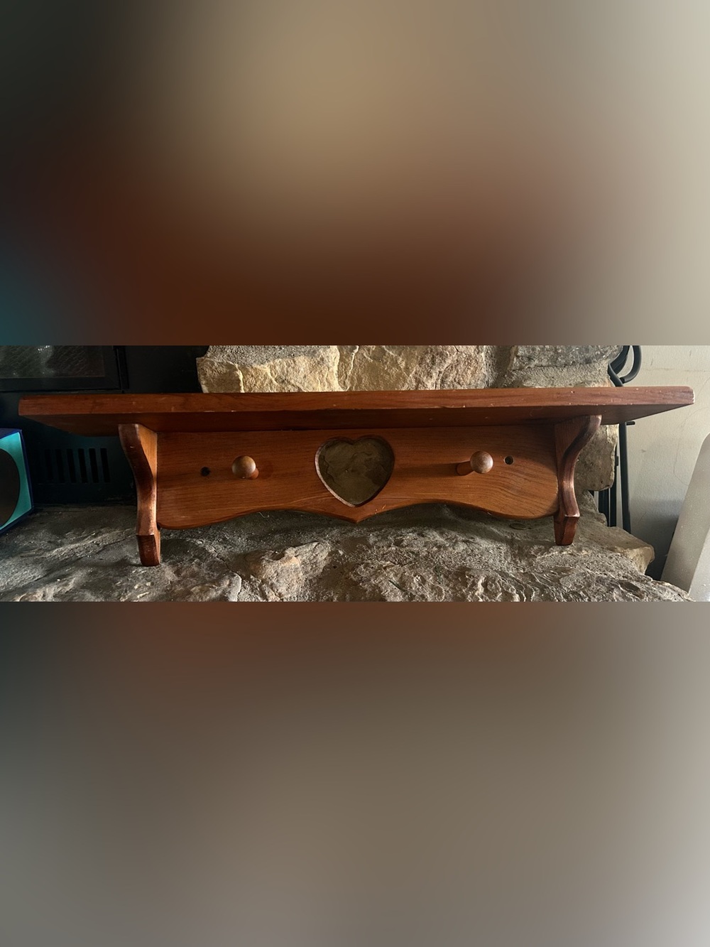 Vintage Wooden Heart Wall Shelf